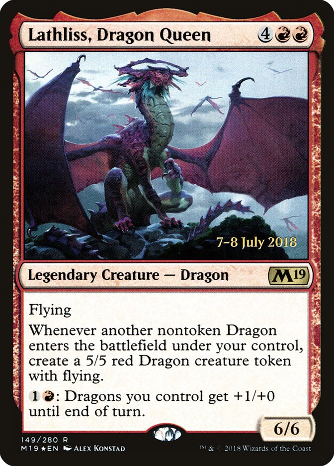 Lathliss, Dragon Queen [Core Set 2019 Prerelease Promos] MTG Single Magic: The Gathering    | Red Claw Gaming
