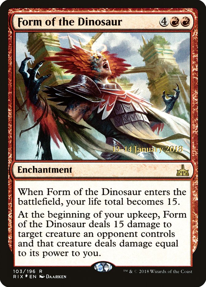 Form of the Dinosaur [Rivals of Ixalan Prerelease Promos] MTG Single Magic: The Gathering    | Red Claw Gaming