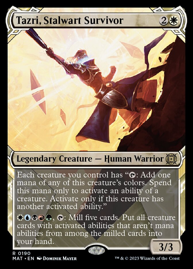 Tazri, Stalwart Survivor (Showcase Halo Foil) [March of the Machine: The Aftermath] MTG Single Magic: The Gathering    | Red Claw Gaming