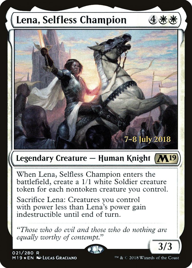 Lena, Selfless Champion [Core Set 2019 Prerelease Promos] MTG Single Magic: The Gathering    | Red Claw Gaming