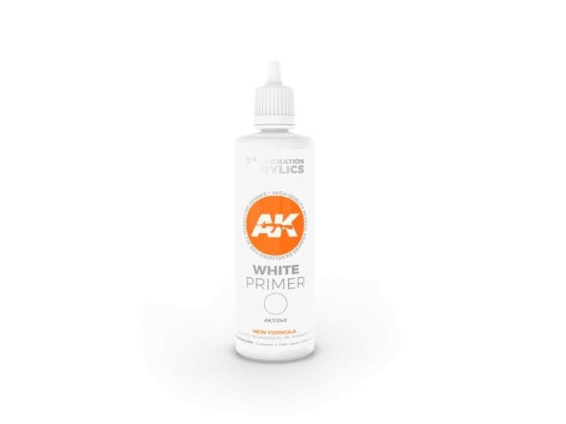 White Primer 100 ml 3rd Generation 3rd Generation Acrylic AK INTERACTIVE    | Red Claw Gaming