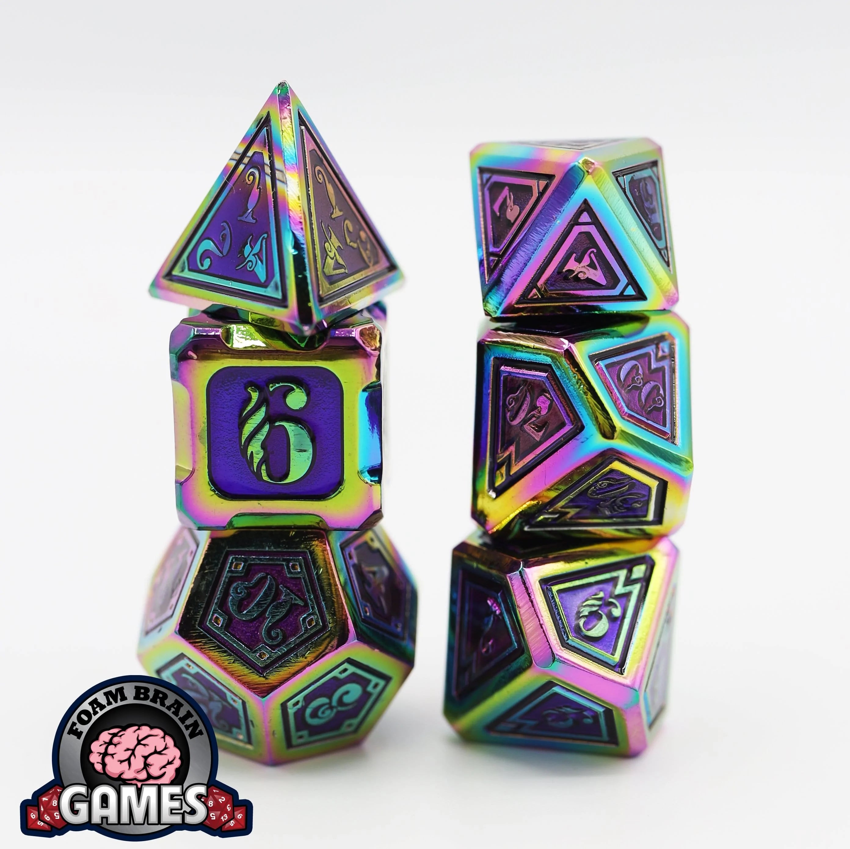Alchemist Metals RPG Dice Set: Burnt Opal Dice & Counters Foam Brain Games    | Red Claw Gaming