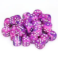 Festive Violet/White 12mm D6 Dice Chessex    | Red Claw Gaming