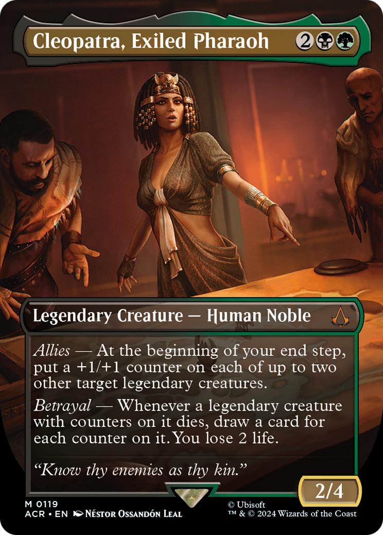 Cleopatra, Exiled Pharaoh (Borderless) [Assassin's Creed] MTG Single Magic: The Gathering    | Red Claw Gaming