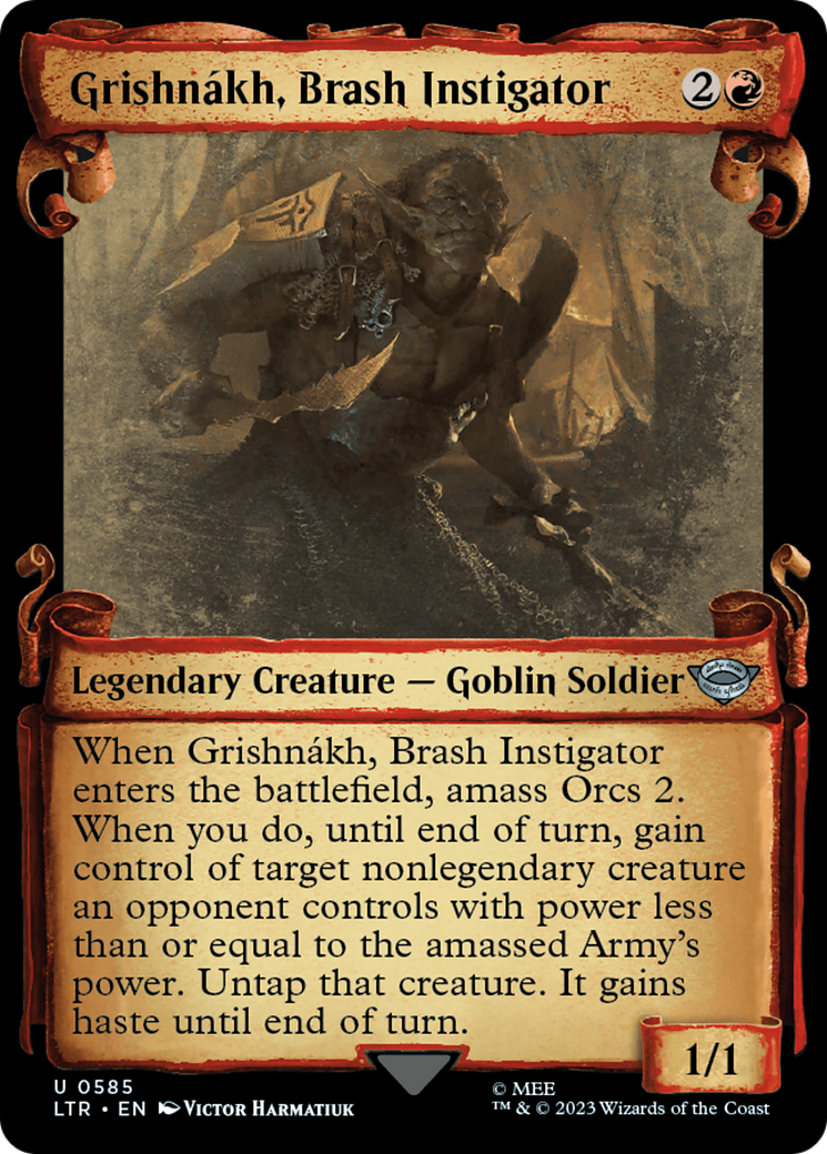 Grishnakh, Brash Instigator [The Lord of the Rings: Tales of Middle-Earth Showcase Scrolls] MTG Single Magic: The Gathering    | Red Claw Gaming
