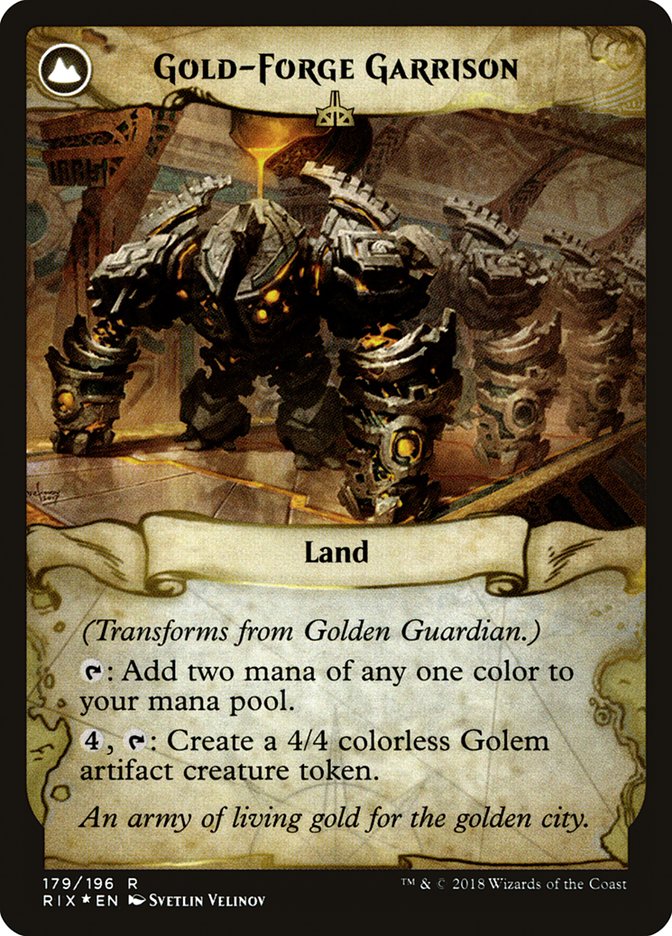 Golden Guardian // Gold-Forge Garrison [Rivals of Ixalan Prerelease Promos] MTG Single Magic: The Gathering    | Red Claw Gaming
