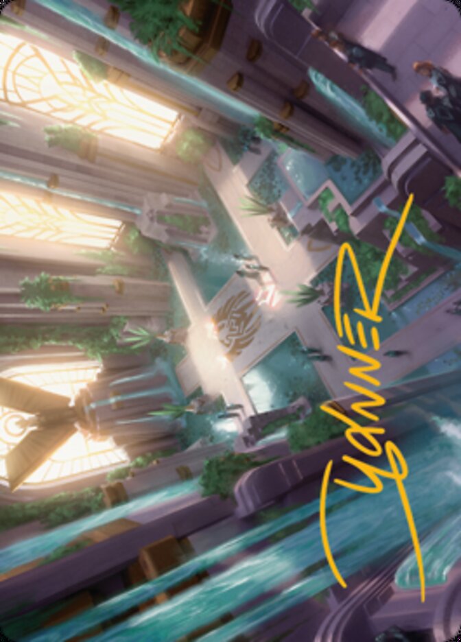 Spara's Headquarters Art Card (Gold-Stamped Signature) [Streets of New Capenna Art Series] MTG Single Magic: The Gathering    | Red Claw Gaming