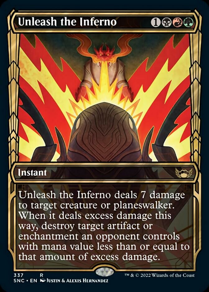 Unleash the Inferno (Showcase Golden Age) [Streets of New Capenna] MTG Single Magic: The Gathering    | Red Claw Gaming