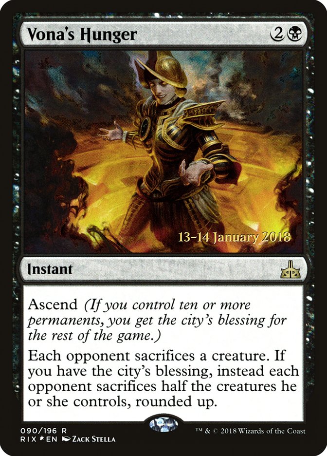 Vona's Hunger [Rivals of Ixalan Prerelease Promos] MTG Single Magic: The Gathering    | Red Claw Gaming
