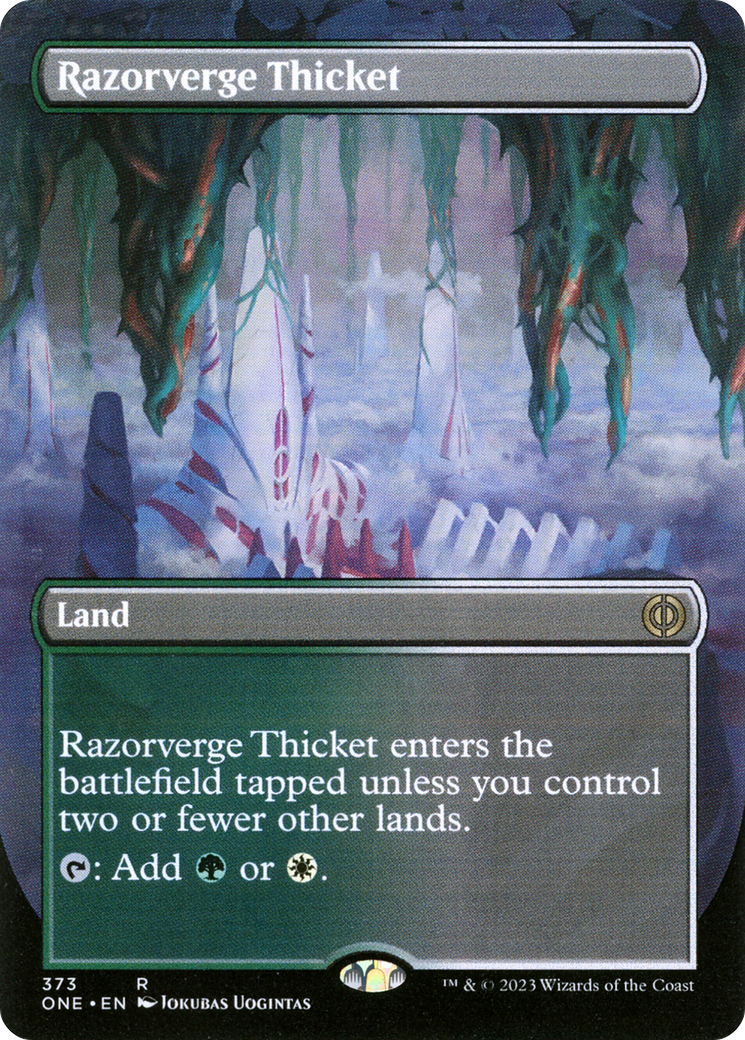 Razorverge Thicket (Borderless Alternate Art) [Phyrexia: All Will Be One] MTG Single Magic: The Gathering    | Red Claw Gaming