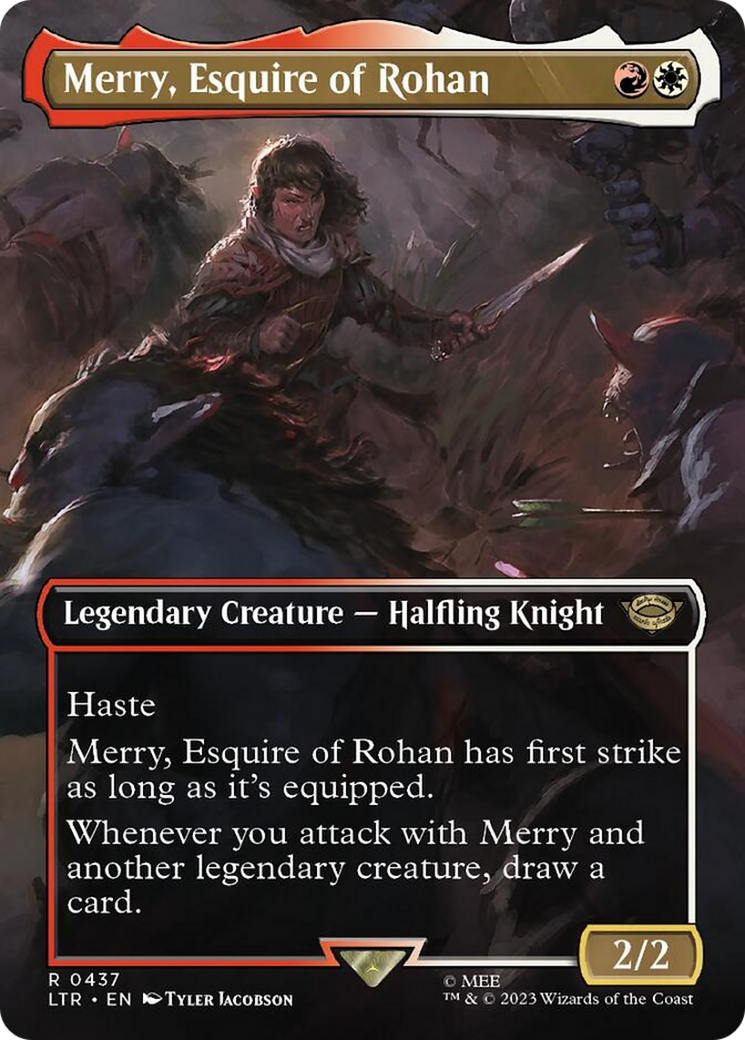 Merry, Esquire of Rohan (Borderless Alternate Art) [The Lord of the Rings: Tales of Middle-Earth] MTG Single Magic: The Gathering    | Red Claw Gaming