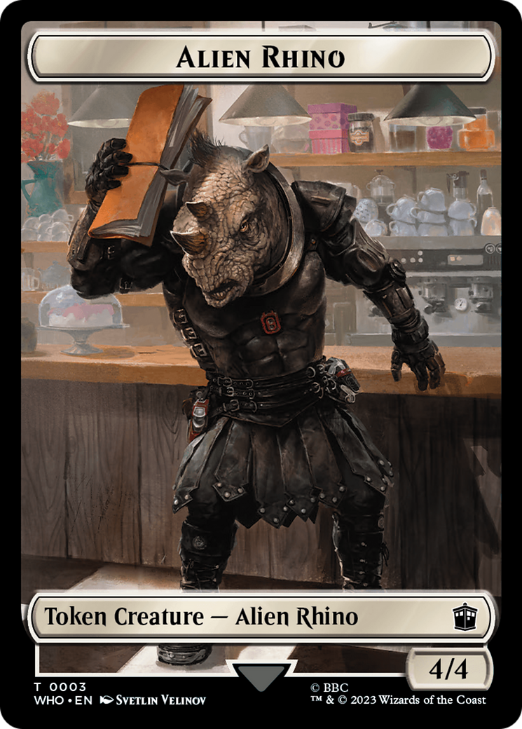 Alien Rhino // Mutant Double-Sided Token [Doctor Who Tokens] MTG Single Magic: The Gathering    | Red Claw Gaming