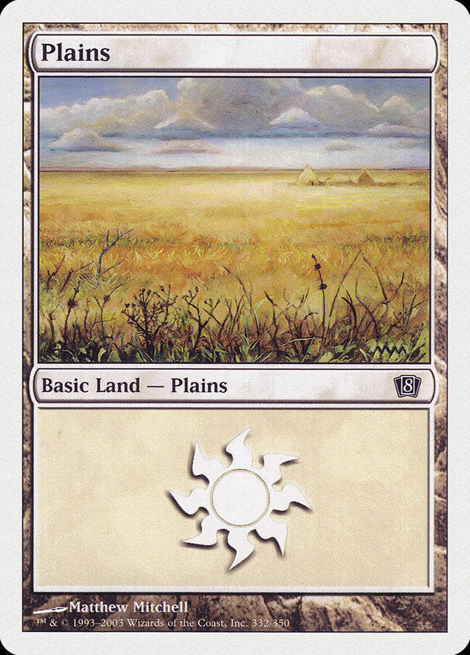 Plains (332) [Eighth Edition] MTG Single Magic: The Gathering    | Red Claw Gaming