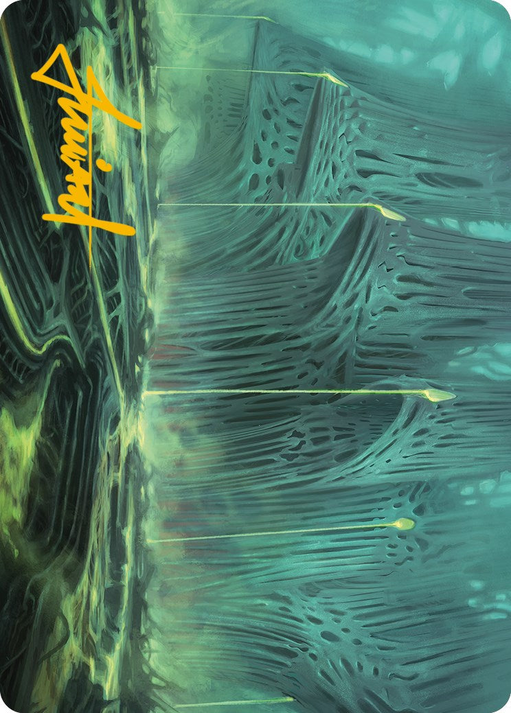 Swamp Art Card (Gold-Stamped Signature) [Phyrexia: All Will Be One Art Series] MTG Single Magic: The Gathering    | Red Claw Gaming