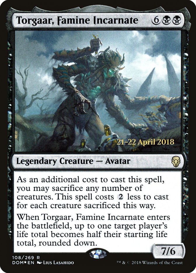 Torgaar, Famine Incarnate [Dominaria Prerelease Promos] MTG Single Magic: The Gathering    | Red Claw Gaming