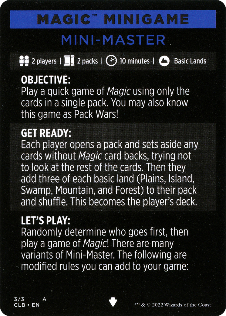 Mini-Master (Magic Minigame) [Commander Legends: Battle for Baldur's Gate Minigame] MTG Single Magic: The Gathering    | Red Claw Gaming