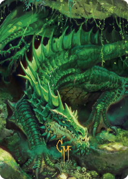 Lurking Green Dragon Art Card (Gold-Stamped Signature) [Commander Legends: Battle for Baldur's Gate Art Series] MTG Single Magic: The Gathering    | Red Claw Gaming
