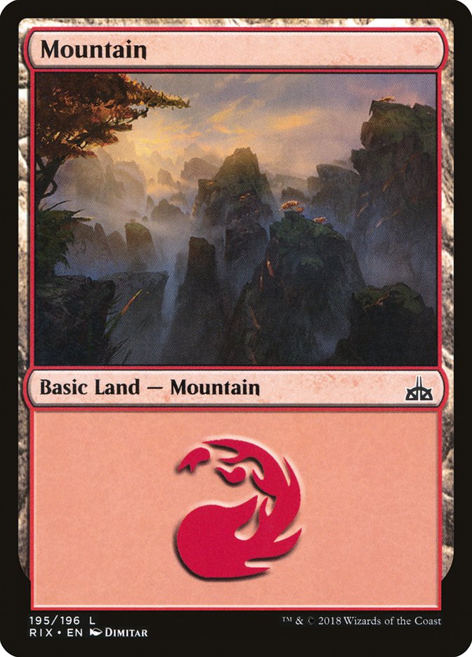 Mountain (195) [Rivals of Ixalan] MTG Single Magic: The Gathering    | Red Claw Gaming
