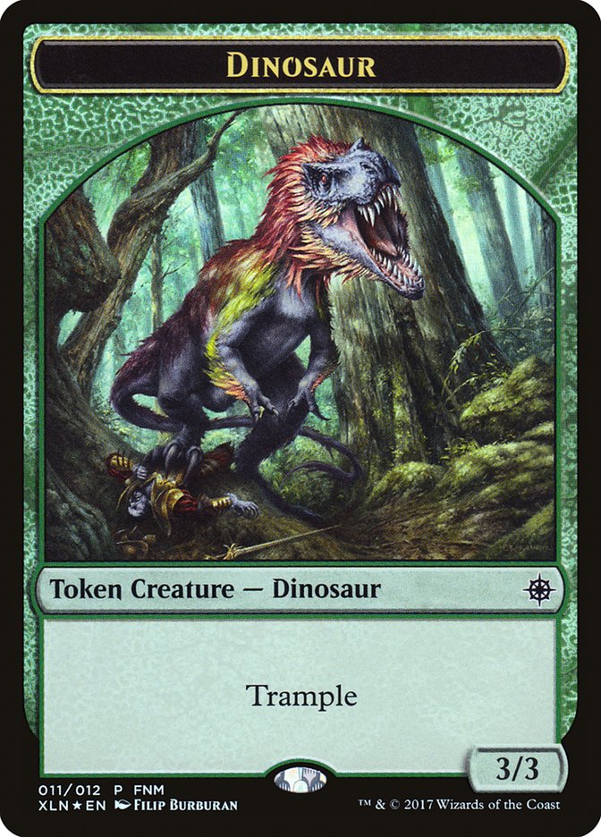 Dinosaur // Treasure Double-Sided Token [Friday Night Magic 2017] MTG Single Magic: The Gathering    | Red Claw Gaming