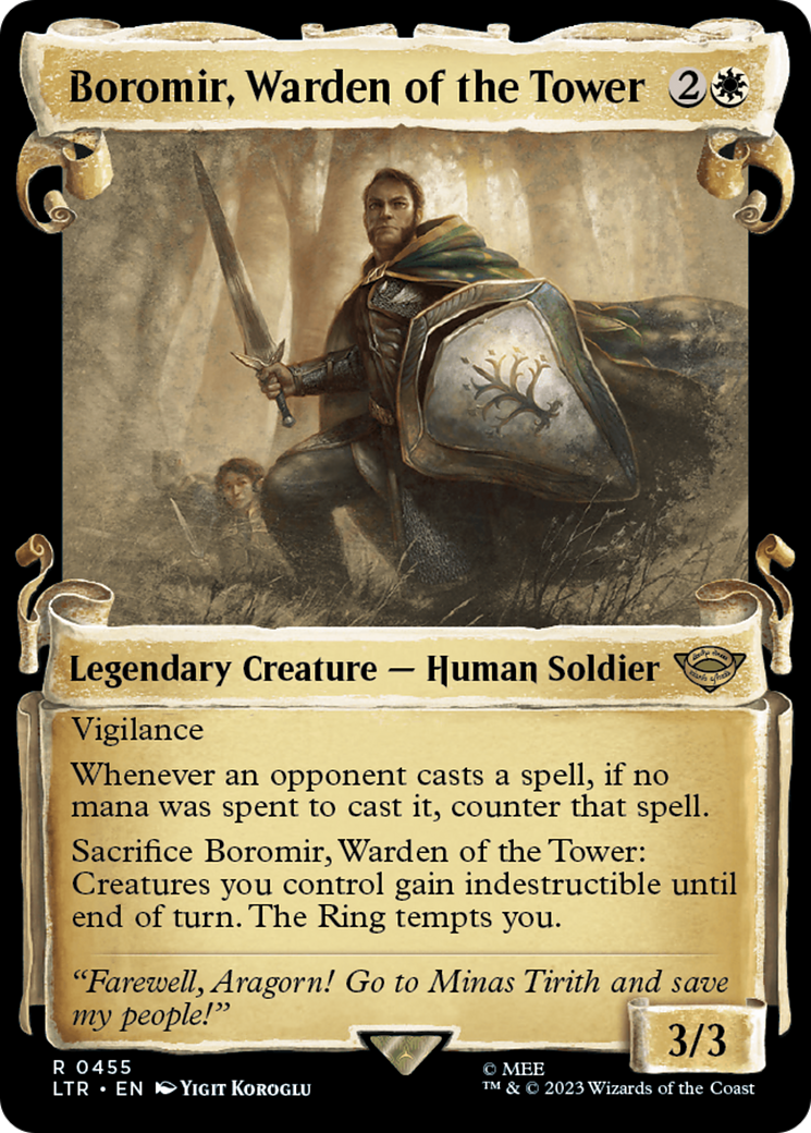 Boromir, Warden of the Tower [The Lord of the Rings: Tales of Middle-Earth Showcase Scrolls] MTG Single Magic: The Gathering    | Red Claw Gaming