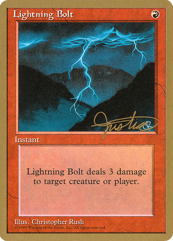 Lightning Bolt (Mark Justice) [Pro Tour Collector Set] MTG Single Magic: The Gathering    | Red Claw Gaming