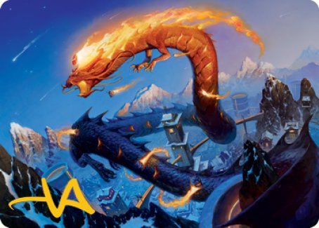 Atsushi, the Blazing Sky 1 Art Card (Gold-Stamped Signature) [Kamigawa: Neon Dynasty Art Series] MTG Single Magic: The Gathering    | Red Claw Gaming