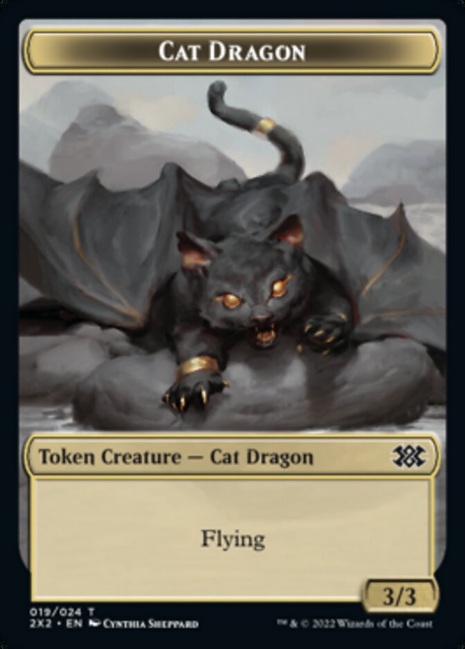 Cat Dragon // Monk Double-Sided Token [Double Masters 2022 Tokens] MTG Single Magic: The Gathering    | Red Claw Gaming