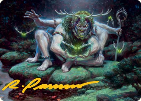 Myojin of Towering Might Art Card (Gold-Stamped Signature) [Kamigawa: Neon Dynasty Art Series] MTG Single Magic: The Gathering    | Red Claw Gaming