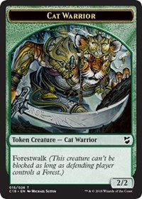 Cat Warrior // Plant Double-Sided Token [Commander 2018 Tokens] MTG Single Magic: The Gathering    | Red Claw Gaming