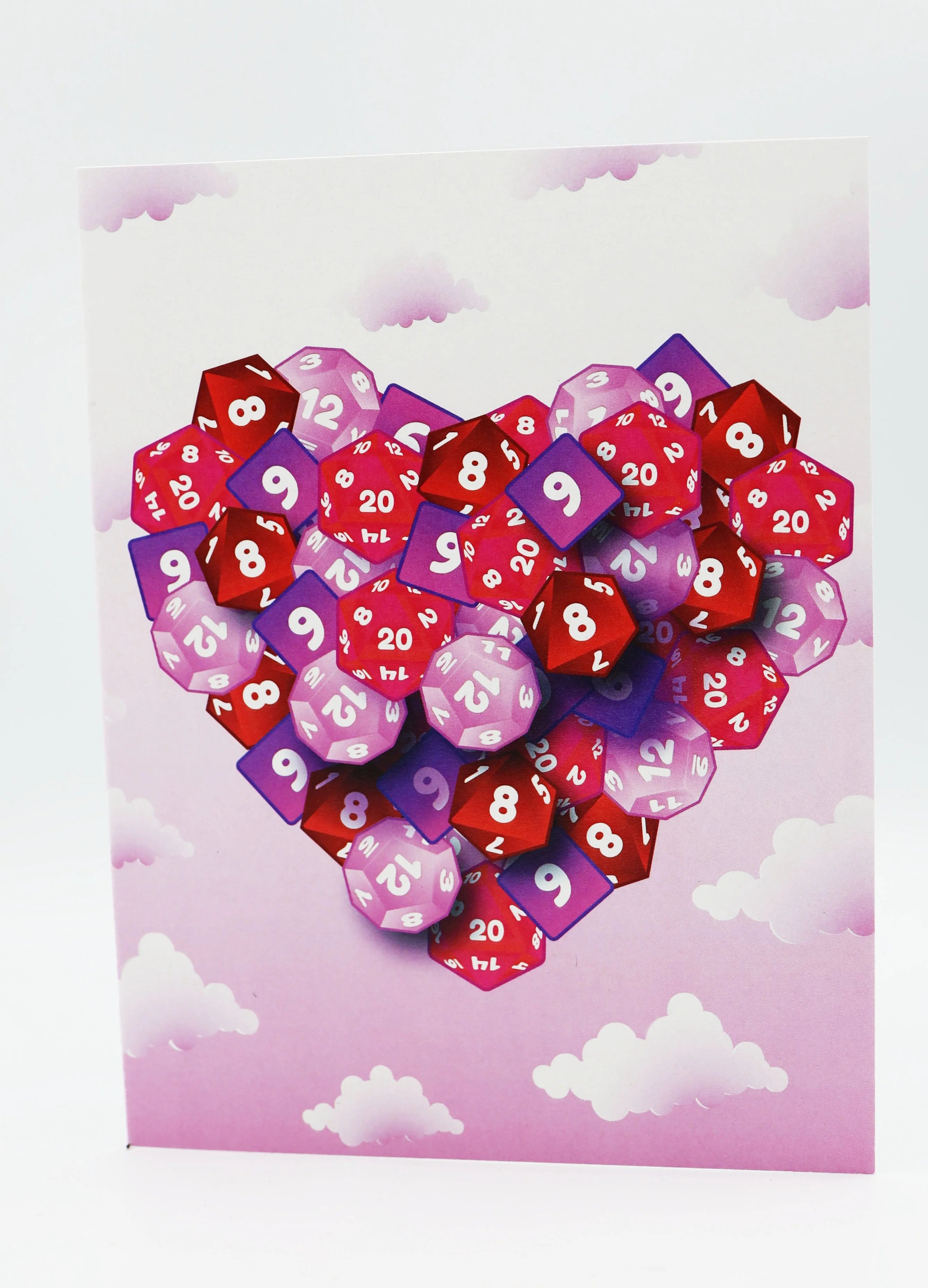 Valentines Day Card - Hearts in Clouds Dice & Counters Foam Brain Games    | Red Claw Gaming