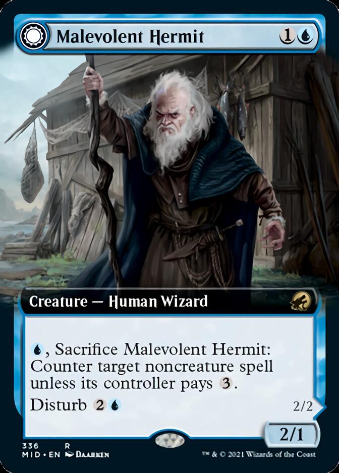 Malevolent Hermit // Benevolent Geist (Extended Art) [Innistrad: Midnight Hunt] MTG Single Magic: The Gathering    | Red Claw Gaming
