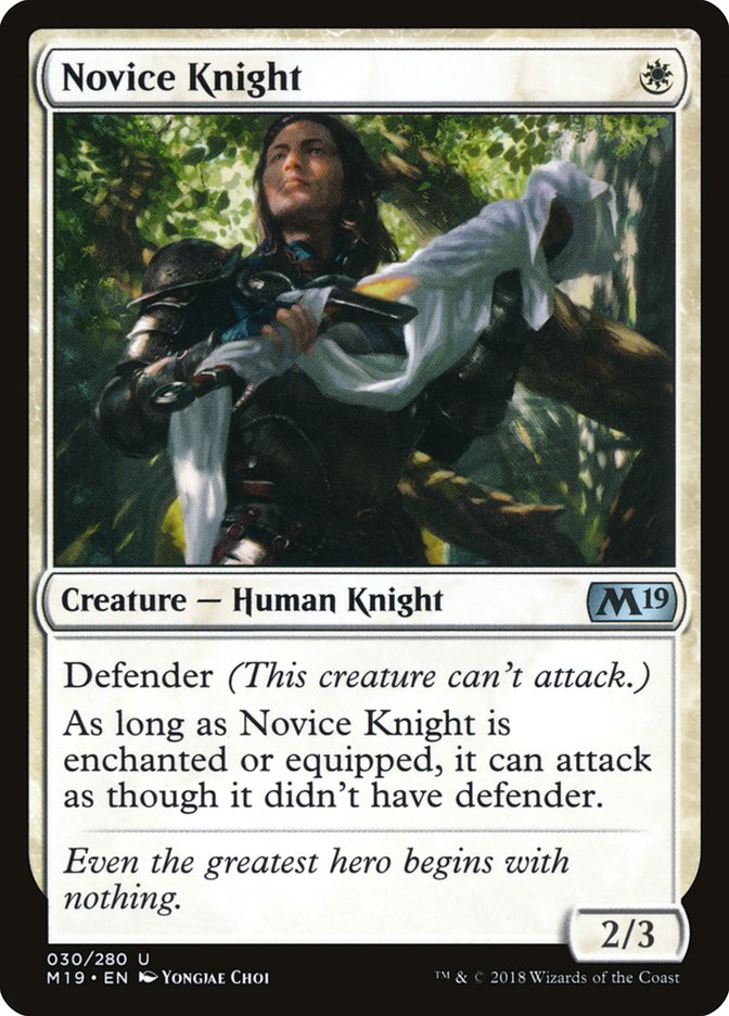 Novice Knight [Core Set 2019] MTG Single Magic: The Gathering    | Red Claw Gaming