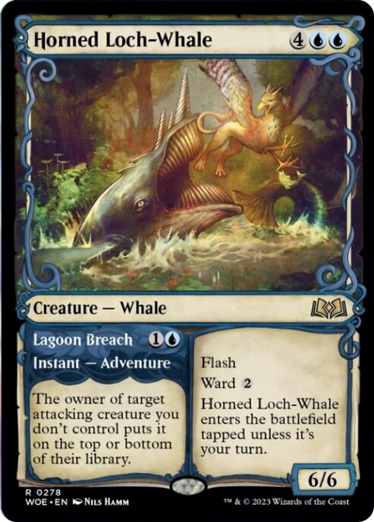 Horned Loch-Whale // Lagoon Breach (Showcase) [Wilds of Eldraine] MTG Single Magic: The Gathering    | Red Claw Gaming