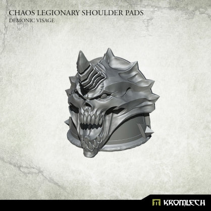 Chaos Legionary Shoulder Pads: Demon Visage (10) Minatures Kromlech    | Red Claw Gaming