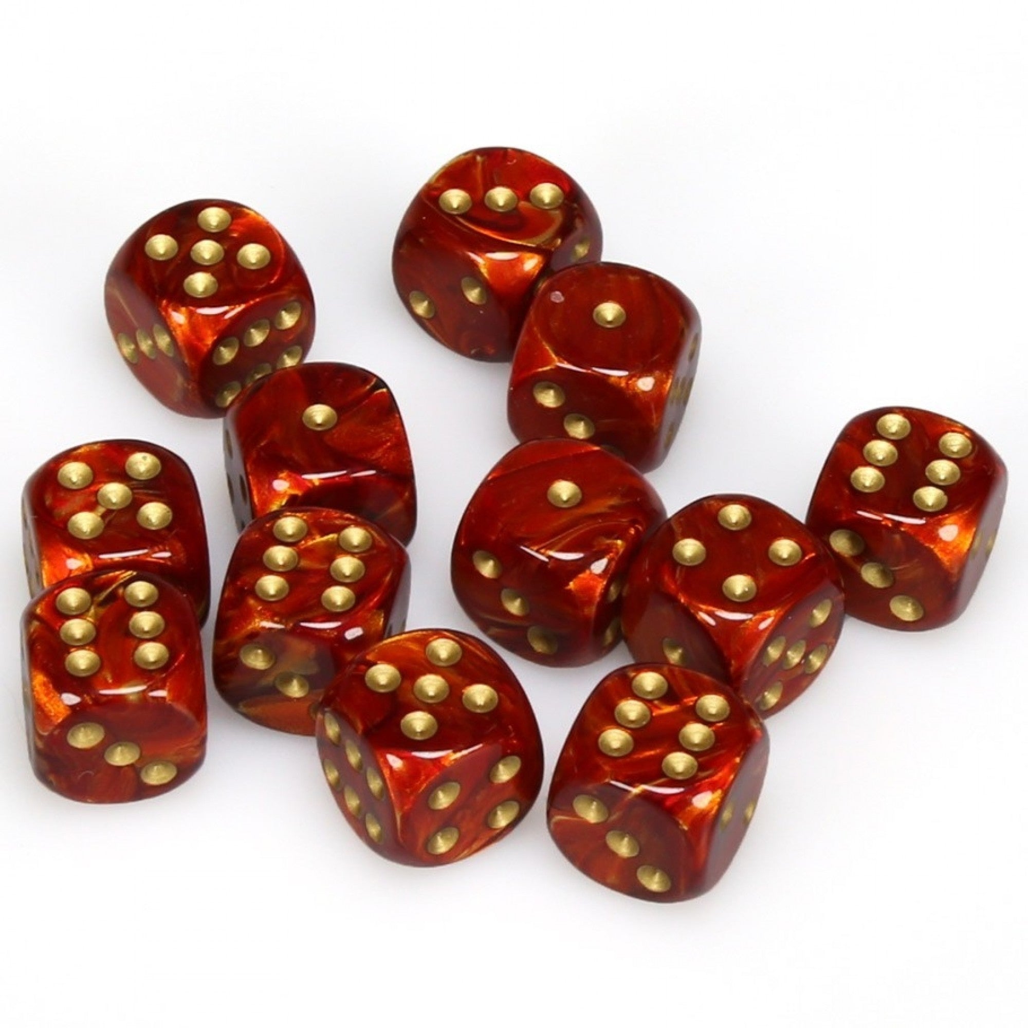 Scarab Scarlet/Gold 16mm D6 Dice Chessex    | Red Claw Gaming