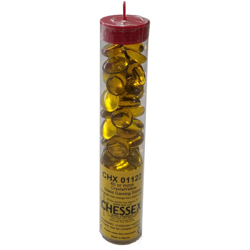 GLASS STONES YELLOW, QTY 40 TUBE Dice Chessex    | Red Claw Gaming