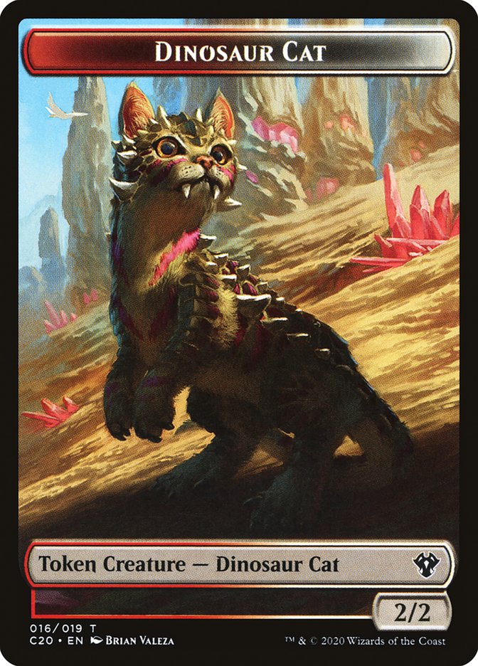 Bird // Dinosaur Cat Double-Sided Token [Commander 2020 Tokens] MTG Single Magic: The Gathering    | Red Claw Gaming