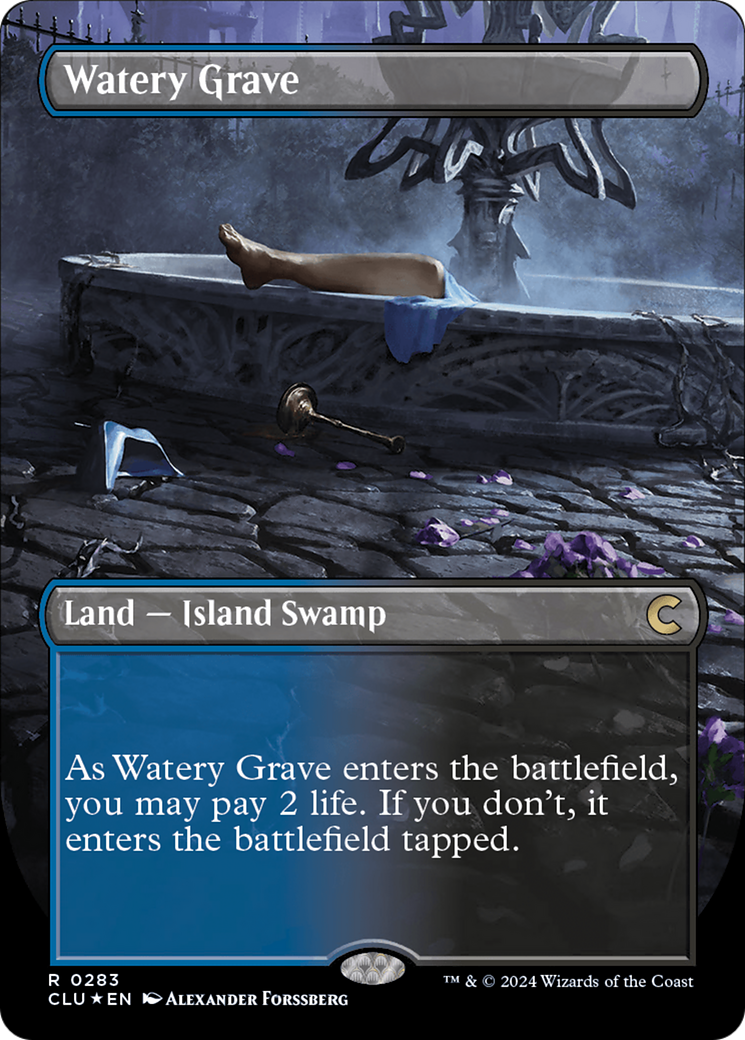 Watery Grave (Borderless) [Ravnica: Clue Edition] MTG Single Magic: The Gathering    | Red Claw Gaming
