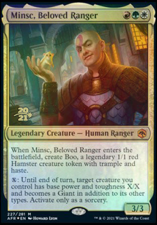 Minsc, Beloved Ranger [Dungeons & Dragons: Adventures in the Forgotten Realms Prerelease Promos] MTG Single Magic: The Gathering    | Red Claw Gaming