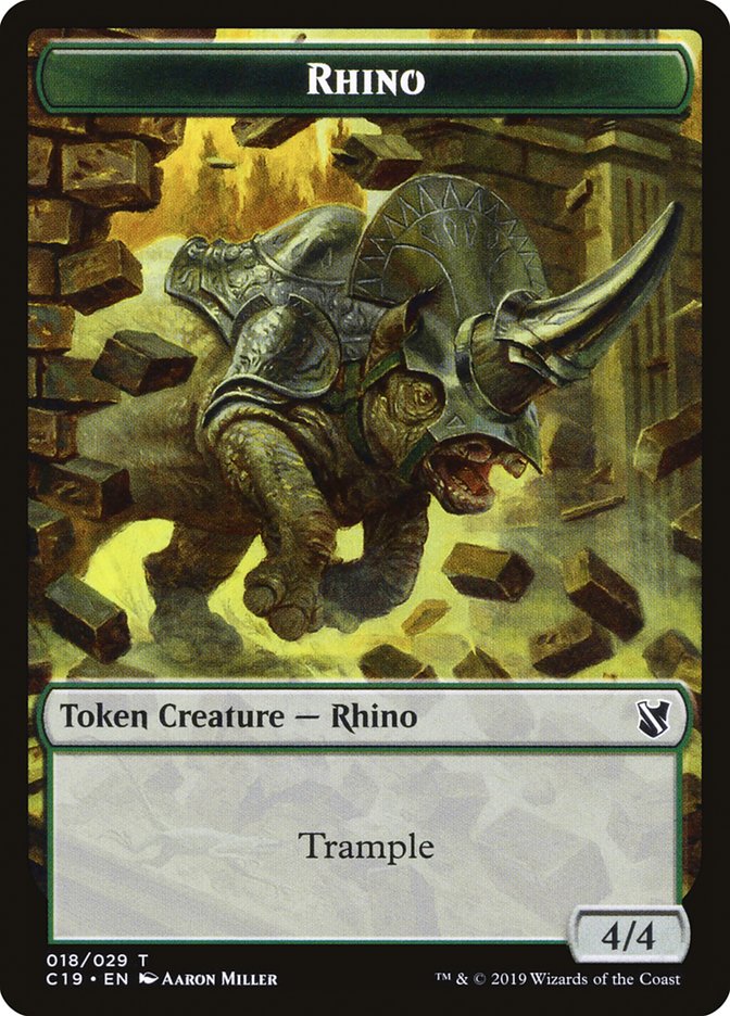 Rhino Token [Commander 2019 Tokens] MTG Single Magic: The Gathering    | Red Claw Gaming