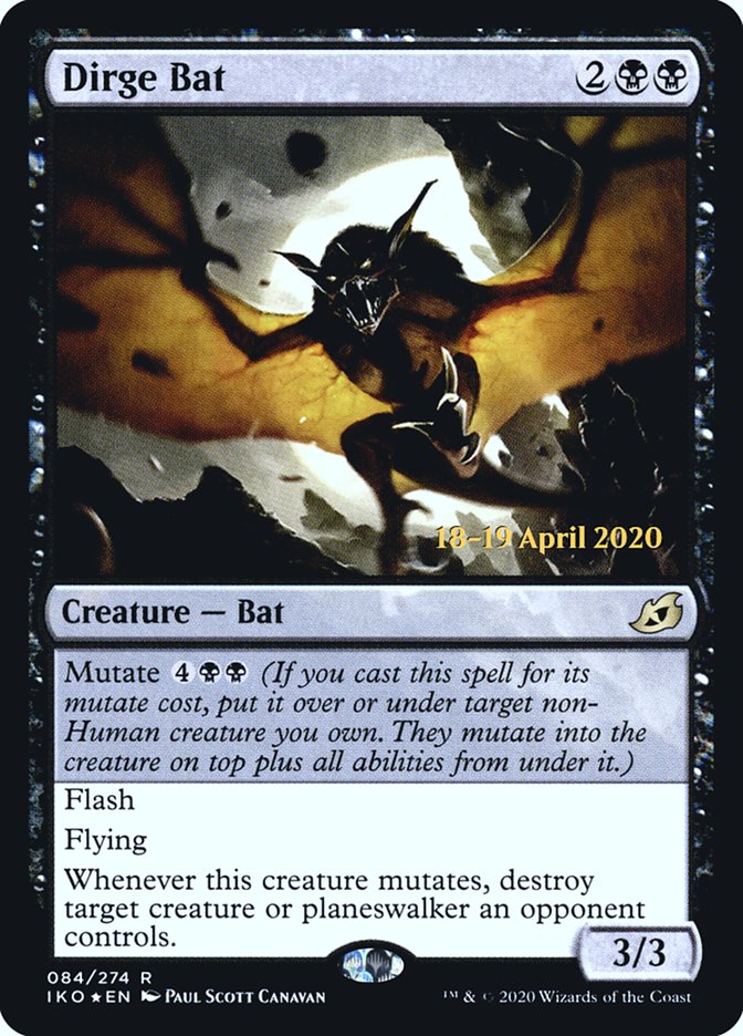 Dirge Bat [Ikoria: Lair of Behemoths Prerelease Promos] MTG Single Magic: The Gathering    | Red Claw Gaming