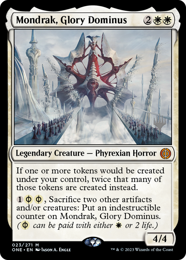 Mondrak, Glory Dominus (Promo Pack) [Phyrexia: All Will Be One Promos] MTG Single Magic: The Gathering    | Red Claw Gaming