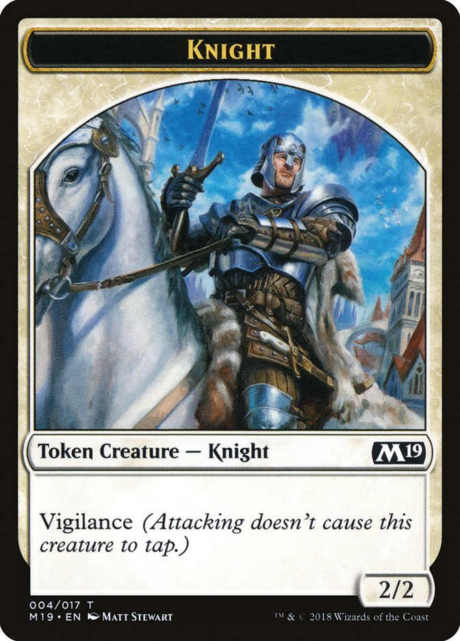 Knight Token [Core Set 2019 Tokens] MTG Single Magic: The Gathering    | Red Claw Gaming