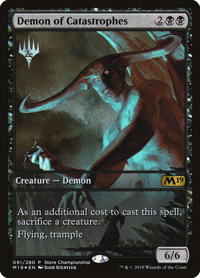Demon of Catastrophes (Store Championship) (Full Art) [Core Set 2019 Promos] MTG Single Magic: The Gathering    | Red Claw Gaming