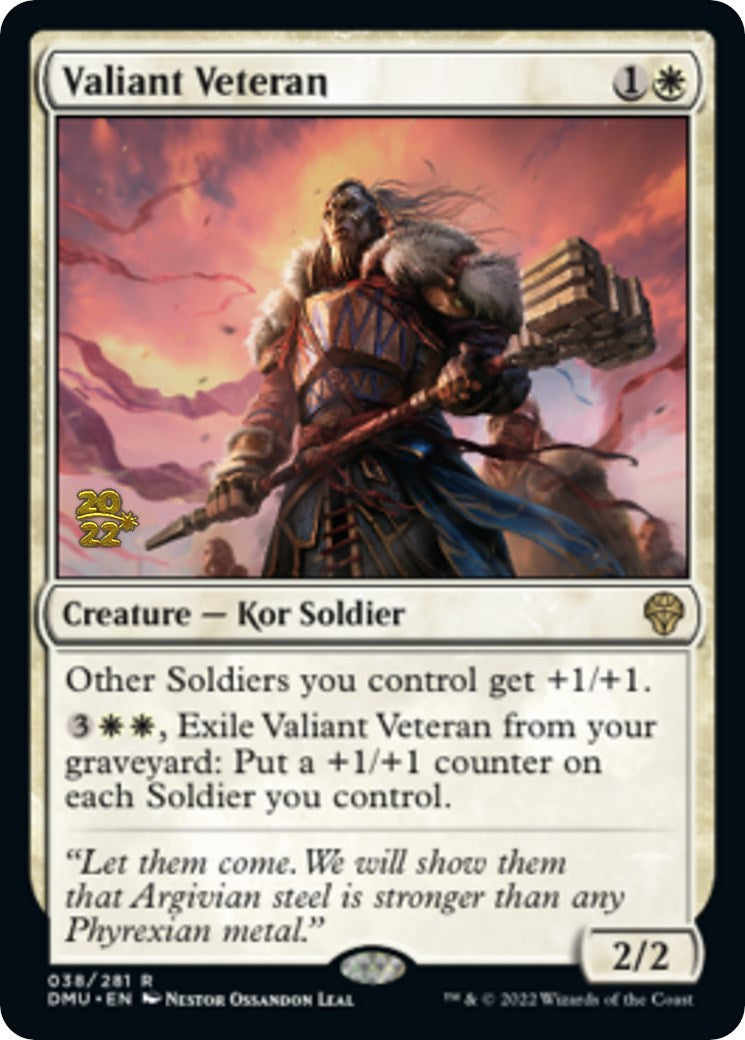 Valiant Veteran [Dominaria United Prerelease Promos] MTG Single Magic: The Gathering    | Red Claw Gaming