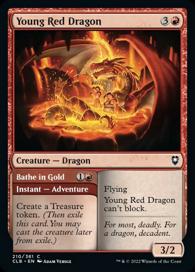 Young Red Dragon // Bathe in Gold [Commander Legends: Battle for Baldur's Gate] MTG Single Magic: The Gathering    | Red Claw Gaming