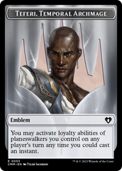 Clue // Emblem - Teferi, Temporal Archmage Double-Sided Token [Commander Masters Tokens] MTG Single Magic: The Gathering    | Red Claw Gaming