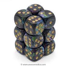 Lustrous Shadow/Gold 16mm D6 Dice Chessex    | Red Claw Gaming