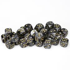 Lustrous Black/Gold 12mm D6 Dice Chessex    | Red Claw Gaming