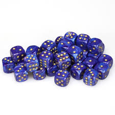 Lustrous Purple/Gold 12mm D6 Dice Chessex    | Red Claw Gaming